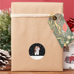 Merry & Adorable Shih Tzu With Snowflake Dog Gift Classic Round Sticker