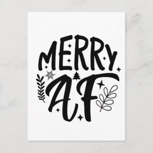 Merry Af Funny Christmas Snowflake Xmas Invitation Postcard