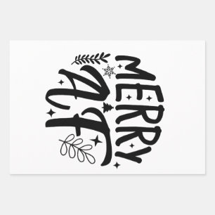 Merry Af Funny Christmas Snowflake Xmas Wrapping Paper Sheet