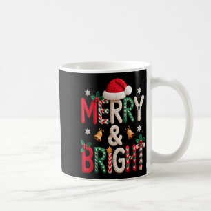 Merry &amp; Bright Christmas Santa Hat Crochet Kni Coffee Mug