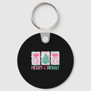 Merry & Bright Coquette Preppy Bow Xmas Tree W Keychain