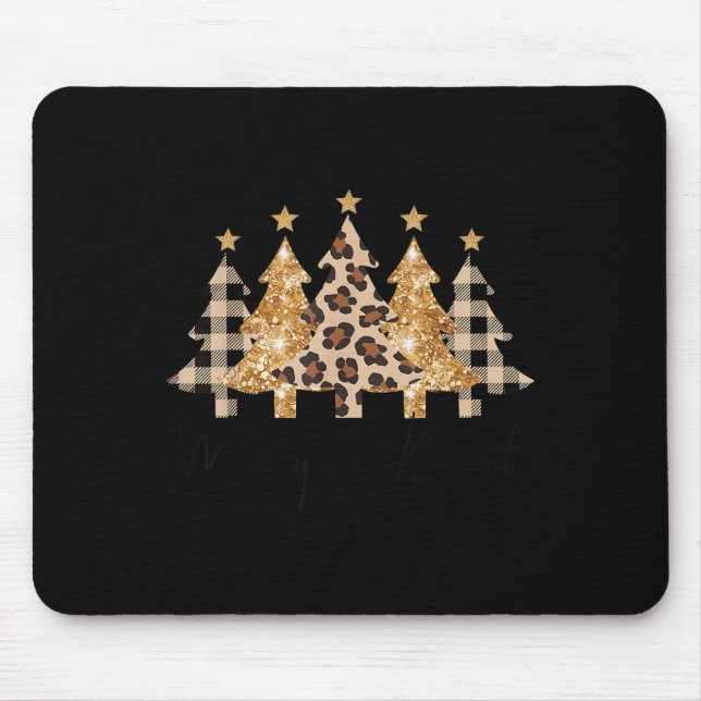 Merry &amp; Bright Leopard Christmas Tree For Wome Mouse Pad (Front)