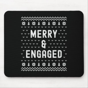 Merry & Engaged Christmas Engagement Announcem Mouse Pad