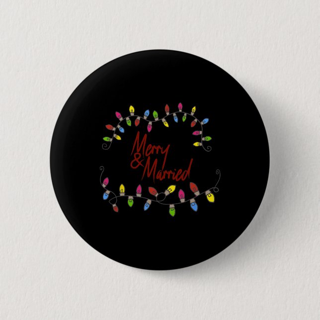 Merry &amp; Married First Christmas Matching Coupl 2 Inch Round Button (Front)