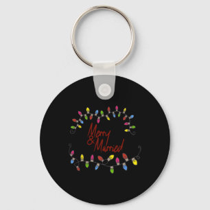 Merry &amp; Married First Christmas Matching Coupl Keychain