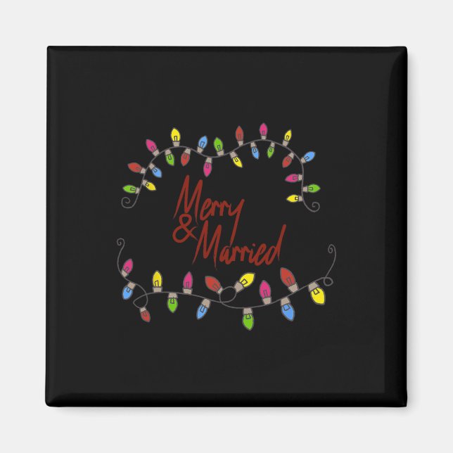 Merry &amp; Married First Christmas Matching Coupl Magnet (Front)