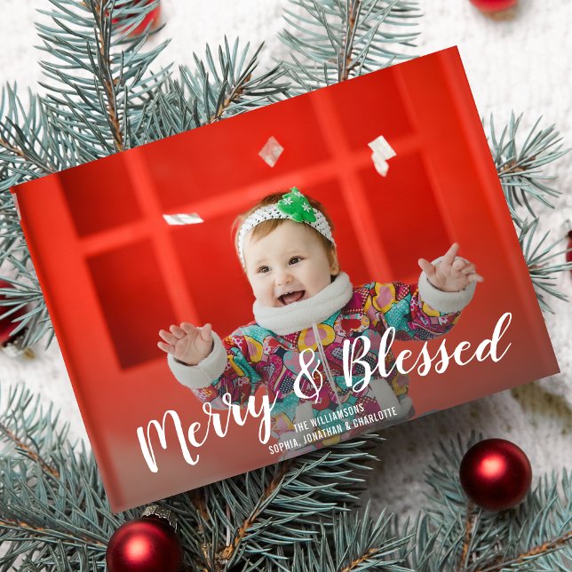 Merry and Blessed Christmas Holiday Photo Card (Creator Uploaded)