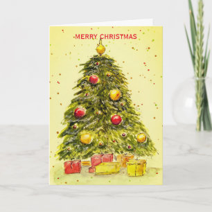 Merry and blessed Christmas watercolor Christmas   Holiday Card