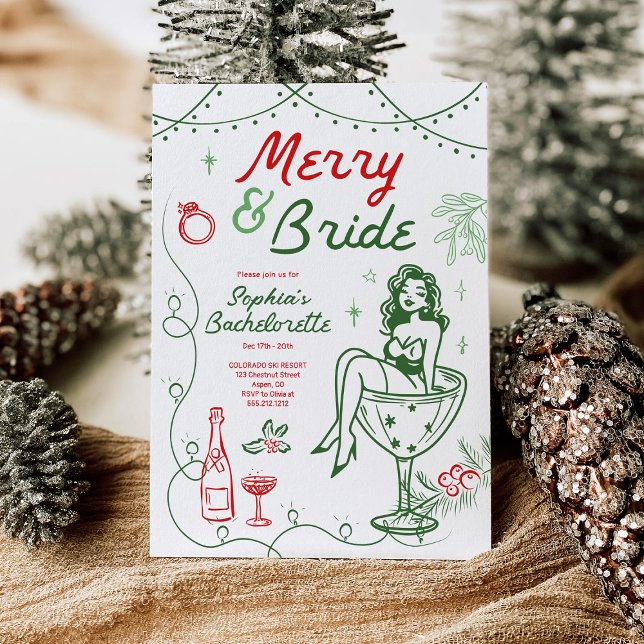 Merry And Bride Christmas Bachelorette Party Invitation (Creator Uploaded)