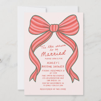 Merry and Bride Hand Drawn Christmas Bridal Shower Invitation