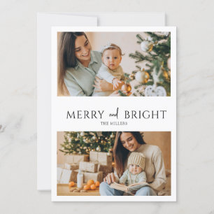 Merry And Bright   2 Photo Holiday Card