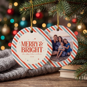 Merry and Bright Airmail Photo Ceramic Ornament