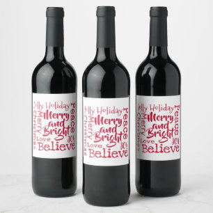 Merry and Bright and Other Merry Christmas Sayings Wine Label