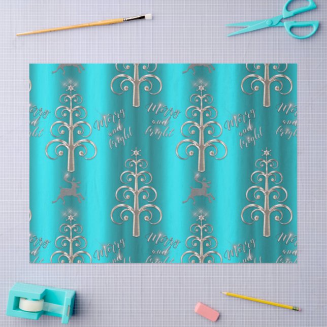 Merry and Bright Aqua Christmas  Tissue Paper (Craft)