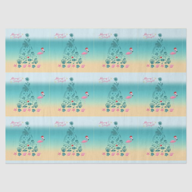 Merry And Bright Beach Christmas Tissue Paper (Front)