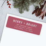 Merry and Bright | Berry Vintage Rose Christmas<br><div class="desc">A stylish modern holiday return address label with a bold typography quote "Merry Bright" in white with a rose raspberry dusky berry pink feature colour. The greeting and name can be easily customized for a personal touch. A trendy, minimalist and contemporary christmas design to stand out this holiday season! #christmas...</div>