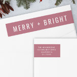 Merry and Bright | Berry Vintage Rose Christmas Wrap Around Label<br><div class="desc">A stylish modern holiday wrap around return address label with a bold typography quote "Merry Bright" in white with a rose raspberry dusky berry pink feature colour. The greeting and name can be easily customized for a personal touch. A trendy, minimalist and contemporary christmas design to stand out this holiday...</div>