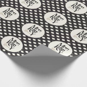 Merry and bright black and gold Christmas Wrapping Paper