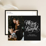 Merry and Bright Black Calligraphy Modern Photo Holiday Postcard<br><div class="desc">Merry and Bright Black Calligraphy Modern Photo Holiday Postcard. Send Holiday Greetings to your loved ones with this festive and Modern Holiday Card. All the texts are pre-arranged for you to personalize easily and quickly with your own details. Happy Holidays!</div>