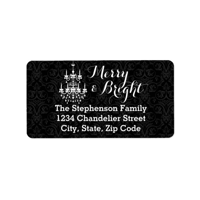 Merry and Bright Black Chandelier Holiday Label (Front)