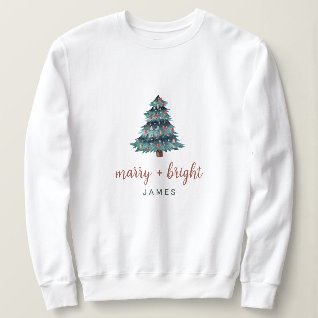 Merry and Bright | Boho Christmas Tree Sweatshirt (Design Front)