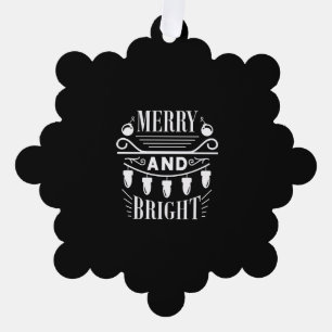 Merry And Bright Bulb Light Xmas Holiday Christmas Ornament Card