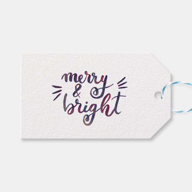 Merry and bright - burgundy gift tags (Front (Horizontal))