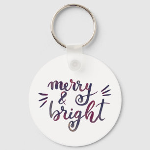 Merry and bright - burgundy keychain