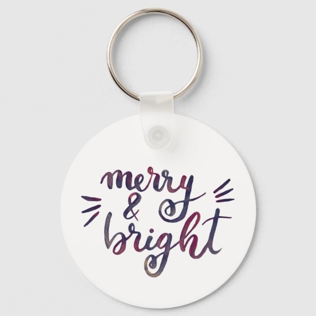 Merry and bright - burgundy keychain (Front)