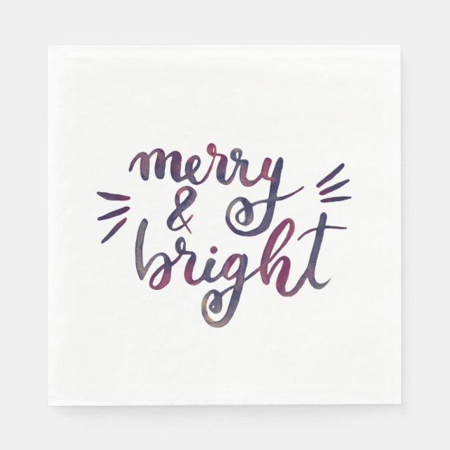 Merry and bright - burgundy napkin (Front)