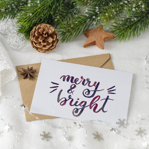 Merry and bright - burgundy postcard