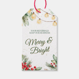 Merry and Bright Business Referral Christmas Gift Tags