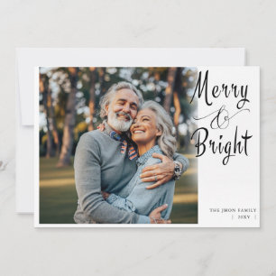 Merry and Bright Calligraphy Christmas Photo Holiday Card