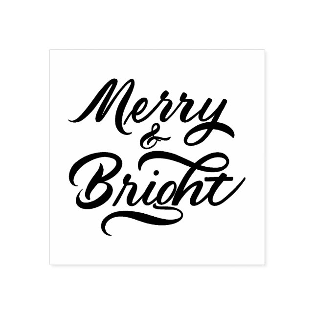 Merry And Bright Calligraphy Rubber Stamp (Imprint)