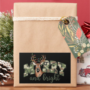 Merry And Bright Camo Deer Bow Outdoors Country Sticker