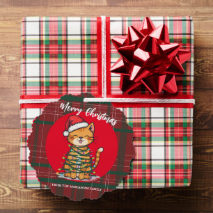 Merry and Bright cat Christmas kitten snow winter Ornament Card