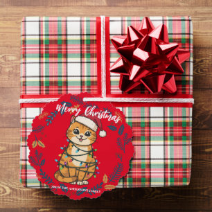 Merry and Bright cat Christmas kitten snow winter Ornament Card
