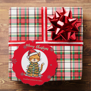Merry and Bright cat Christmas kitten snow winter Ornament Card