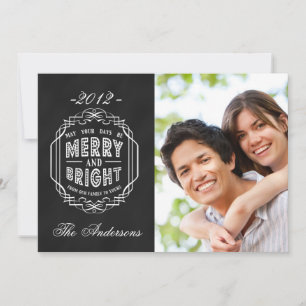 MERRY AND BRIGHT CHALKBOARD PHOTO HOLIDAY CARD