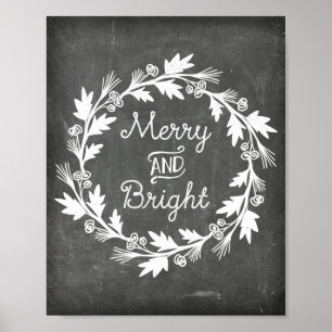 Merry and Bright Chalkboard Rustic Christmas Sign