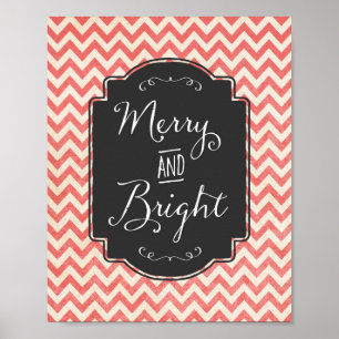 Merry and Bright Chevron Rustic Christmas Sign