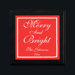 Merry And Bright Chic Script Elegant Red Christmas Gift Box<br><div class="desc">Merry And Bright Chic Script Personalized Family Name Elegant Red Christmas Gift Box. Click Personalize this template to customize it with the Family Name or any name, and the year quickly and easily. Merry And Bright Chic Script Elegant Red Christmas Gift Box, is part of the Merry And Bright Red...</div>