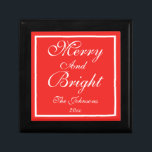 Merry And Bright Chic Script Elegant Red Christmas Gift Box<br><div class="desc">Merry And Bright Chic Script Personalized Family Name Elegant Red Christmas Gift Box. Click Personalize this template to customize it with the Family Name or any name, and the year quickly and easily. Merry And Bright Chic Script Elegant Red Christmas Gift Box, is part of the Merry And Bright Red...</div>
