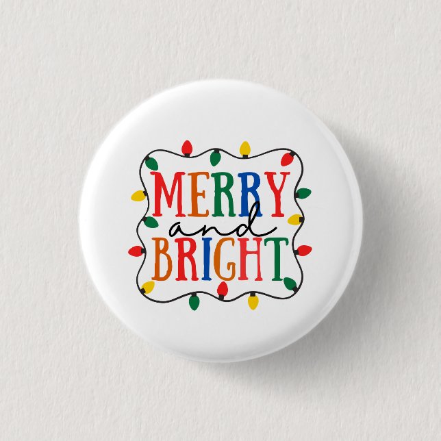 Merry And Bright Christmas 1 Inch Round Button (Front)