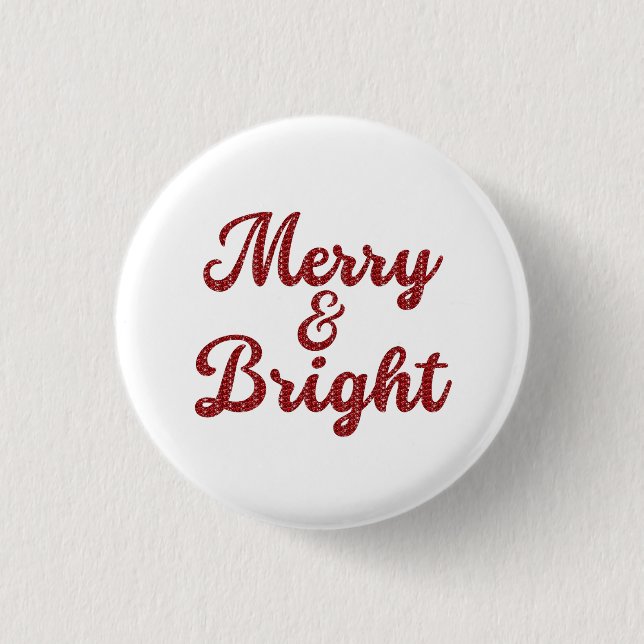 Merry and Bright Christmas 1 Inch Round Button (Front)