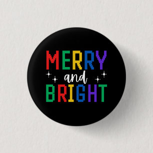 Merry And Bright Christmas 1 Inch Round Button
