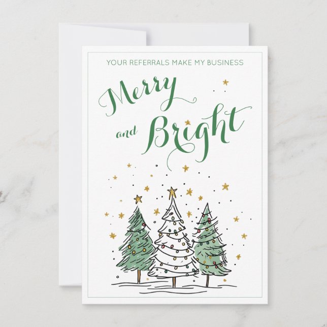 Merry and Bright Christmas Business Referral Card (Front)