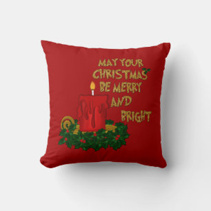 Merry and Bright Christmas Candle Pillow Style 1