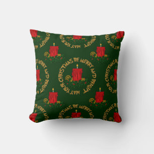 Merry and Bright Christmas Candle Pillow Style 4