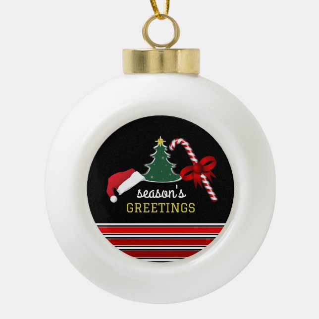 Merry and Bright, Christmas Ceramic Ball Christmas Ornament (Front)